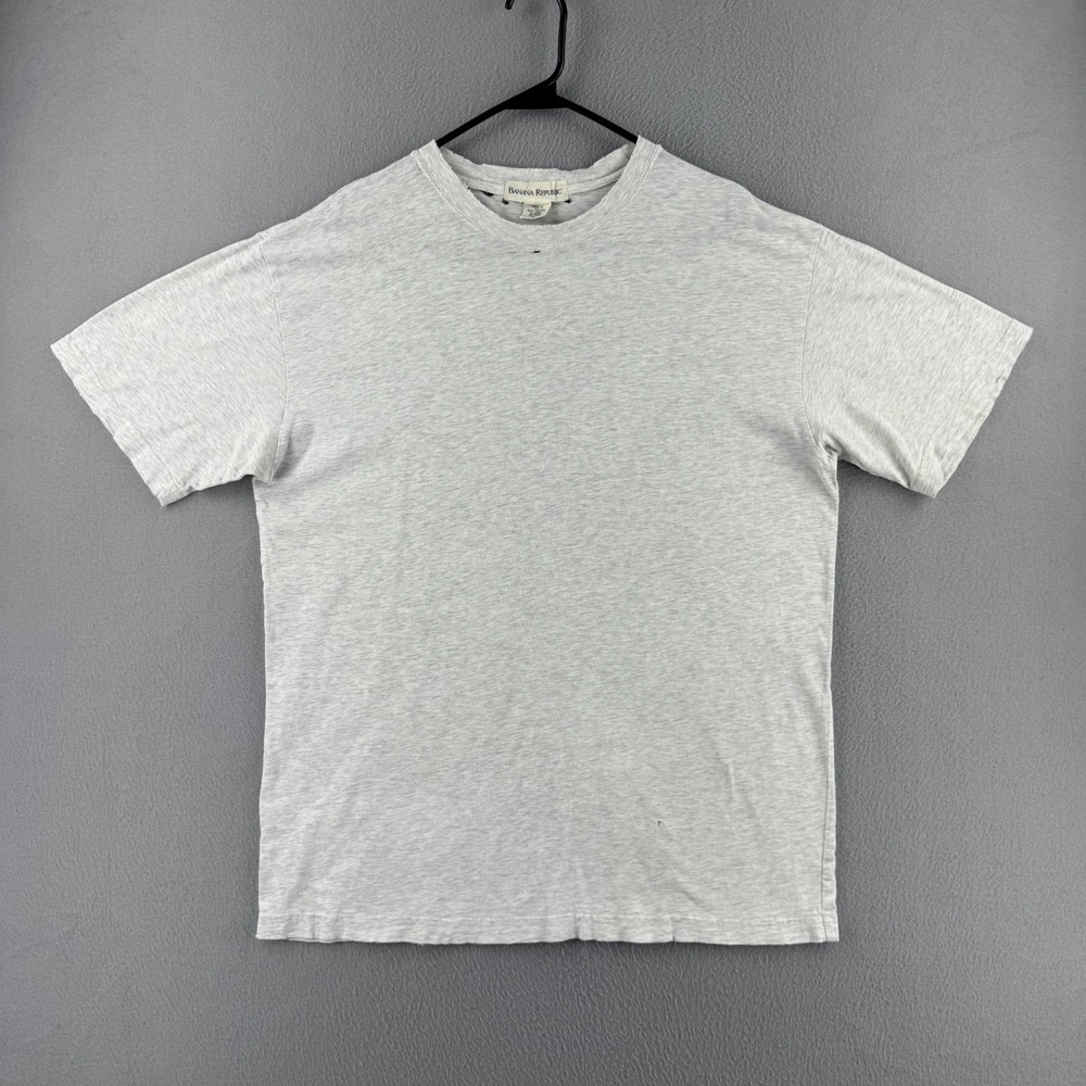 Vintage Banana Republic T Shirt Mens Medium Oversized 90s Gray Cotton Tee Blank